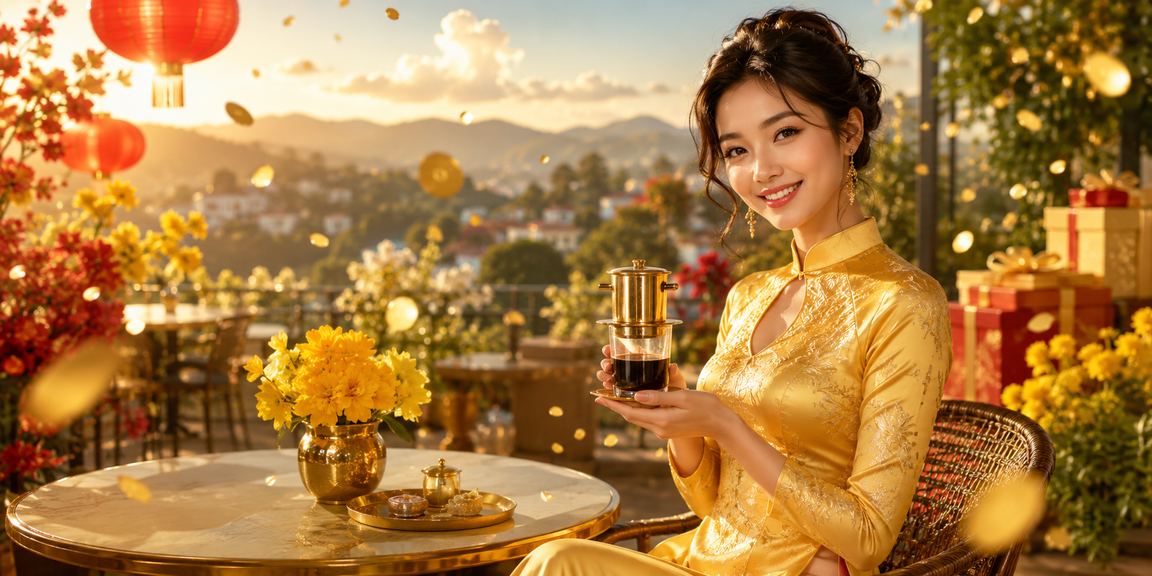 Người phụ nữ mặc áo dài tại Đà Lạt đang xem thông tin kèo cược và ưu đãi VIP trên điện thoại