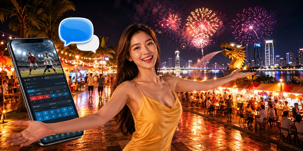 Người dùng cá cược thể thao trên điện thoại tại chợ đêm Đà Nẵng